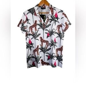 Sporty Buff Women’s Golf Shirt Leopard Print Moisture Wicking Size XXL